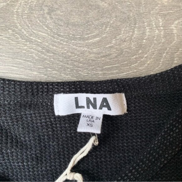 LNA Waffle Long Sleeve Desert Crew Top Cut out Long sleeve Black Size XS - Picture 11 of 14